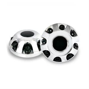 17" AXLE COVER SET, FRONT, ABS CHROME, CHEVY / GMC 2011 & UP, W / BLK LUGS