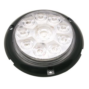 UTILITY LIGHT, 6" ROUND, 10 DIODE, WHITE, CLEAR LENS, SURFACE MOUNT, BARE WIRE